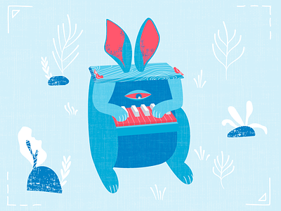 Bunny The Piano acid birds bunny character design houseware illustration monster piano texture vector