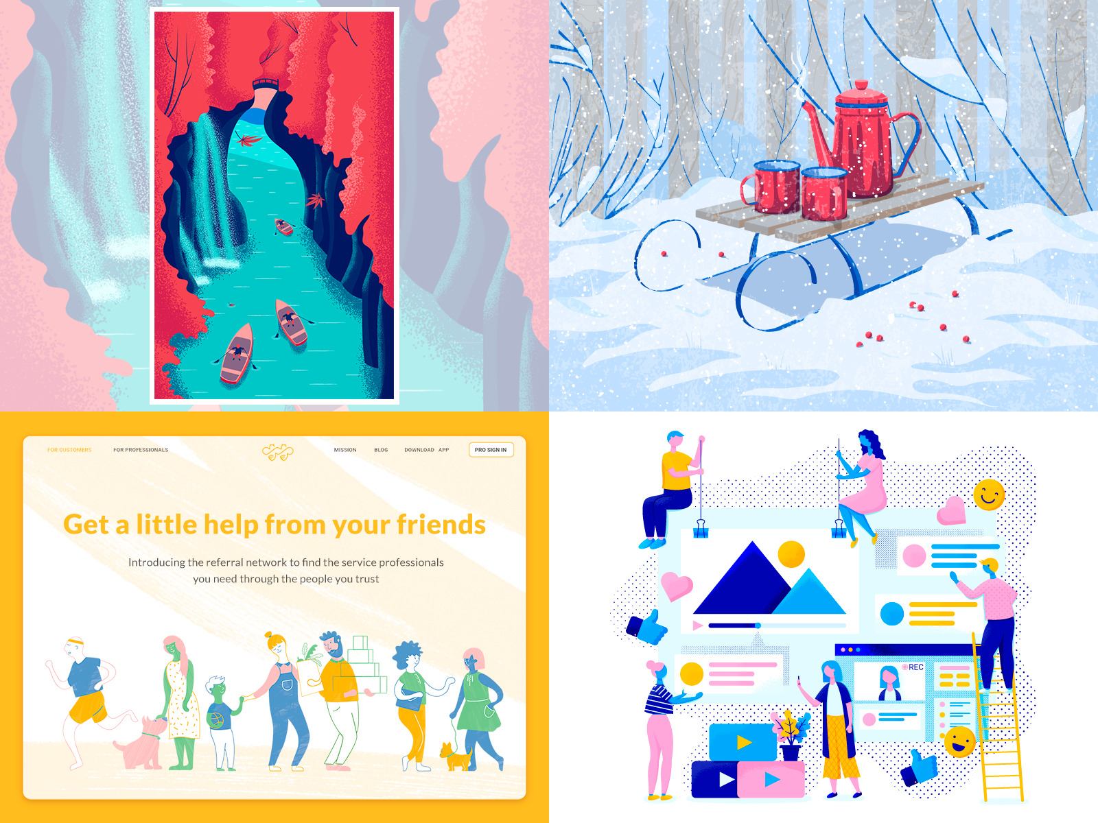 My top shots of 2018 character design dog flat girl illustration japan texture ui vector web winter