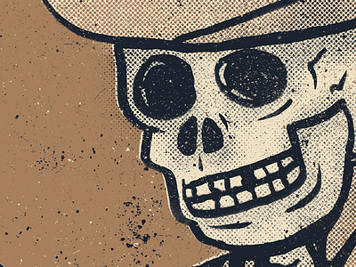 Stagger Lee cowboy halftone illustration skeleton skull