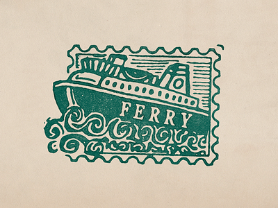 Ferry stamp boat ferry illustration logo mail nautical ocean postage sailing sea stamp water