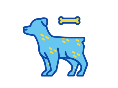 Doggone blue bone dog dreaming floating gif icon puppy vector