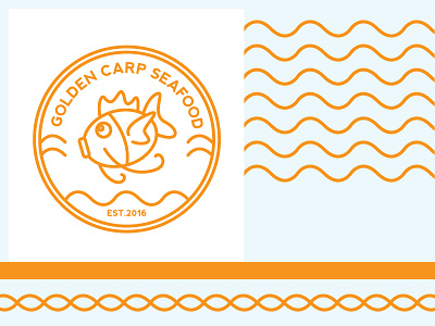Golden Carp Seafood brand branding circle fish logo magikarp orange pokemon pokemon go seafood