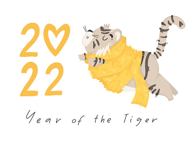 2022 year of the tiger 2022 animals character children cute design illustration new year tiger vector