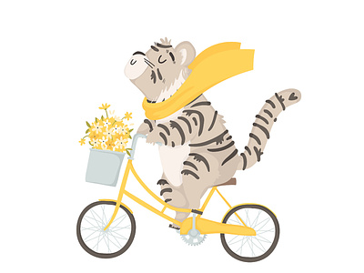 Cute tiger character - for 2022 calendar 2022 animal animals bike character children cute design fun illustration kids new year tiger
