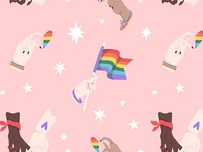Rainbow flag magic | Gay pride pattern creative market cute design flag gay gesture hands happy lgbt lgbtq love papper pink pride pride month pride seamless pattern rainbow rights seamless pattern wrapping