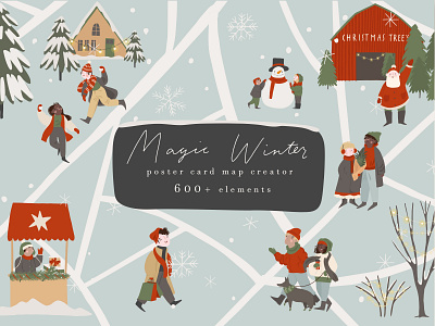 Magic Winter - card & map creator cartoon character creative market illustration winter holidays