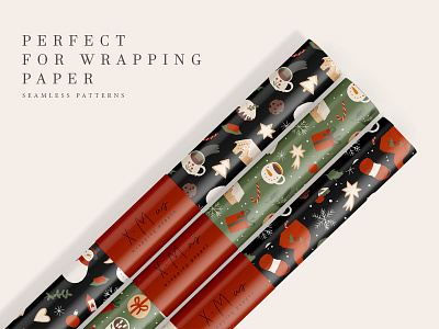 X-mas wrapping paper patterns design hygge