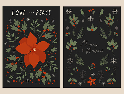 Christmas floral poster card greeting holiday postcard poster