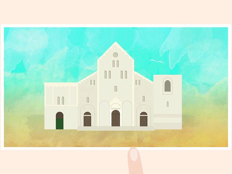 BARI personal project after effects alberobello animation bari cathedral illustration lighthouse mare sea st. nicolas texture trulli
