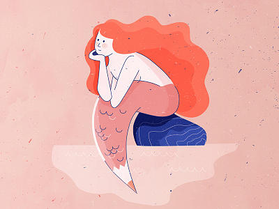 mermaid adobe ai girl grain illustration illustrator logo mermaid texture vector