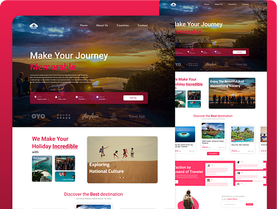 Travel Agency Landing Page app branding design graphic design illustration logo typography ui ux vector