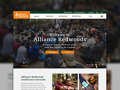 Alliance Redwoods Homepage Redesign camping church clean color digital education graphic design homepage layout modern photoshop plainjoe redesign redwoods simple typogaphy uidesign ux ui web website