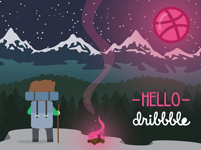 Very first dribbble shot debut dribbble fire hiking landscape mountains trekking