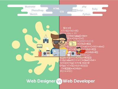 Web Designer VS Web Developer coding design development web