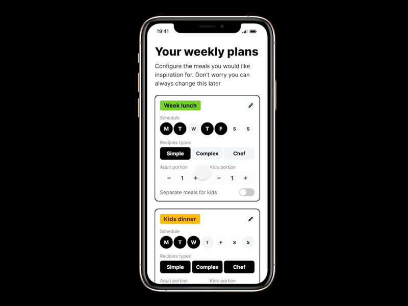 Alacarte - High contrast week planning