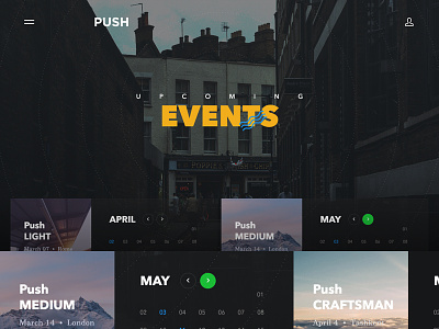 Push. Events. calendar corporate dark flat ios photoshop typography ui kit ux ui uzbekistan web design website