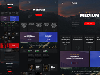 Push. Final. colors corporate dark flat landing material metro one page theme ui ux web design website