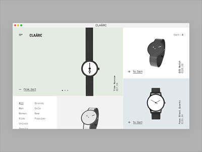 CLAÃRC e commerce eshop interface metro shop store typography ui ux watches web design website