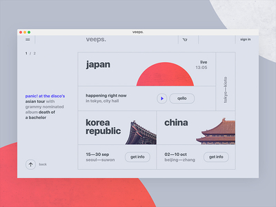 veeps. inner. booking china design e commerce japan ticket tour ui ux uidesign user interface web design website