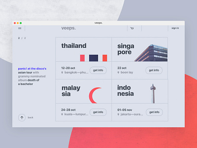 veeps. inner. booking design e commerce malaysia thailand ticket ui uidesign user interface ux web design website