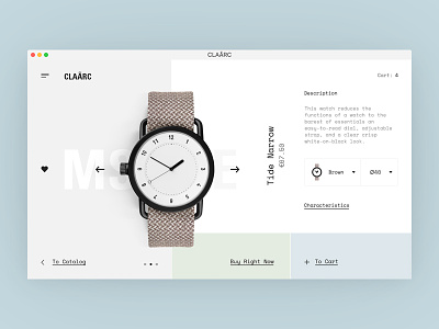 CLAÃRC Product Page e commerce eshop interface product shop store typography ui ux watches web design website
