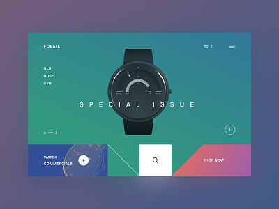 FOSSIL:. . : Concept awwwards behance dribbble dark theme e commerce online store shop green blue red colors product design promo business watch typography ui design ui ux user experience user interface ux design visual design web design