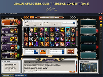 League of Legends Client Redesign Concept (2013) games gaming illustrator league of legends photoshop ui ui design user interface
