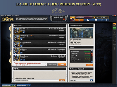 League of Legends Redesign Concept (2013) games gaming illustrator league of legends photoshop ui ui design user interface