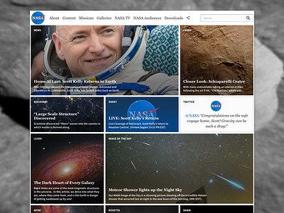 NASA Homepage Concept astronomy color grid logo nasa sketch space web web design