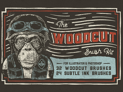 Woodcut Brush Kit brushes illustrator ink linocut retro retro supply retro supply co subtle vector woodcut