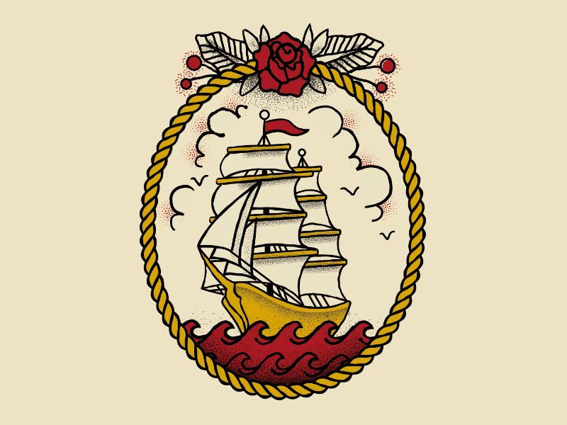 Drunk Sailor american animation gif jerry rose sailor ship tattoo traditional