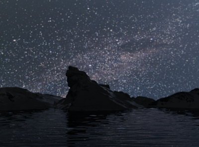 Starry Night 3d after effects animation branding c4d illustration mountains night water