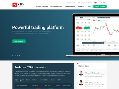X-Trade Brokers design home page site trading ux web website