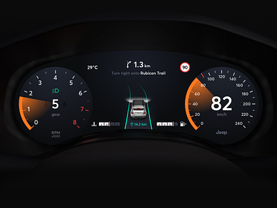 Jeep Renegade - Virtual Cockpit automotive car car dashboard car interface cluster concept dashboard hmi infotainment interface jeep renegade speed tachometer ui vehicle