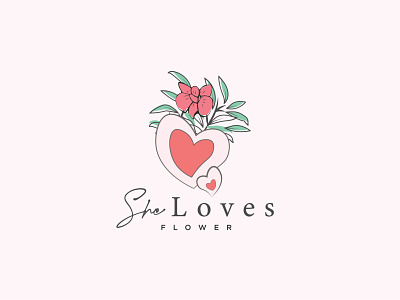 Botanical boho floral feminine logo botanical boho logo cgisahid custom handdrawn boho feminine logo floral logo flower logo garden logo hand drawn flower heart logo leaf logo logo maker love logo red flower logo sahiduzzaman sahid she loves flower