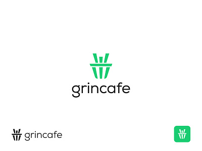 Grincafe logo design | cafe  | coffee shop | green