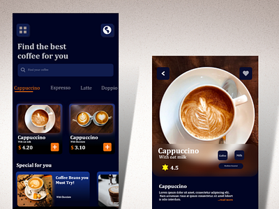 Coffee Shop Mobile App UI Design