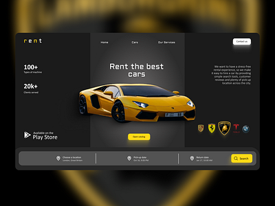 Car rental service adobe xd app car design rent ui uiux ux website