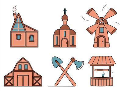 Middle Ages adobe after effects adobe illustrator adobe photoshop axe church citation cute design graphic design icon illustration interesting middle ages modern religion shovel the best the tool vector windmill