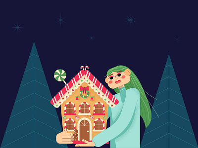 Gingerbread house design illustration vector