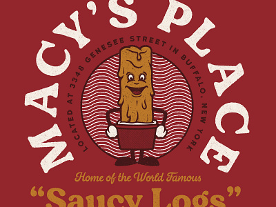 Macy's Saucy Logs branding buffalo ny cartoon character food illustration mascot pizza pizza logs restaurant stronghold studio