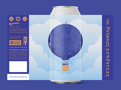 Blueberry Pils beer blueberry branding brewery buffalo ny craft brewery hot air balloon illustration label label design packaging stronghold studio