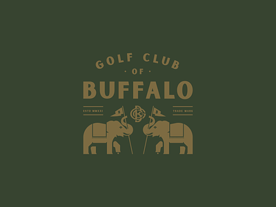 Golf Club of Buffalo Lockup animal badge branding buffalo buffalo ny elephant golf logo stronghold studio