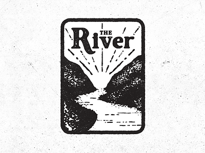 The River card casino design illustration logo mountains poker river woodblock