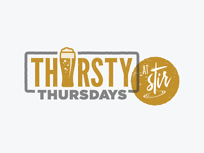 Thirsty Thursdays beer icon logo pint glass type typography