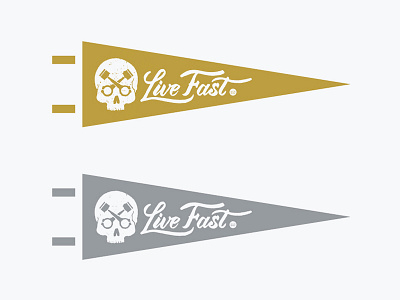 Live Fast Pennant car motor pennant skull type typography