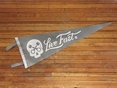 Live Fast Pennant automotive cars design live fast motor pennant skull type typography