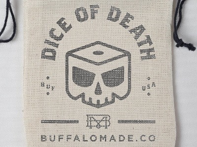 Dice of Death Drinking Game bmco buffalo made dice drinking gambling game illustration logo skull stamp