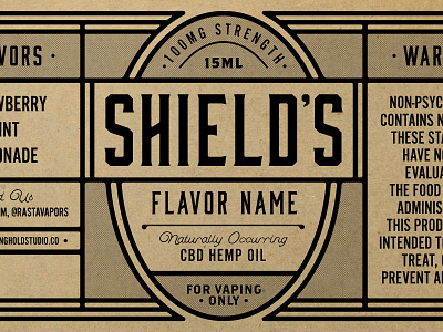 Shield's branding cbd design hemp label marijuana packaging vape vaping weed whiskey