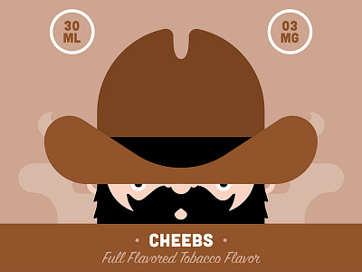 Cheebs branding cartoon character cowboy e liquid illustration label tobacco western